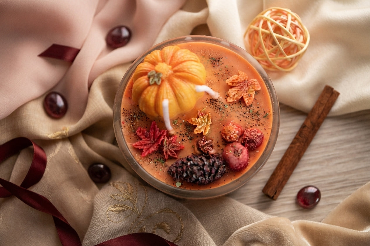 Bougie Artisanale –Pumpkin Field (Édition Automne), cire végétale