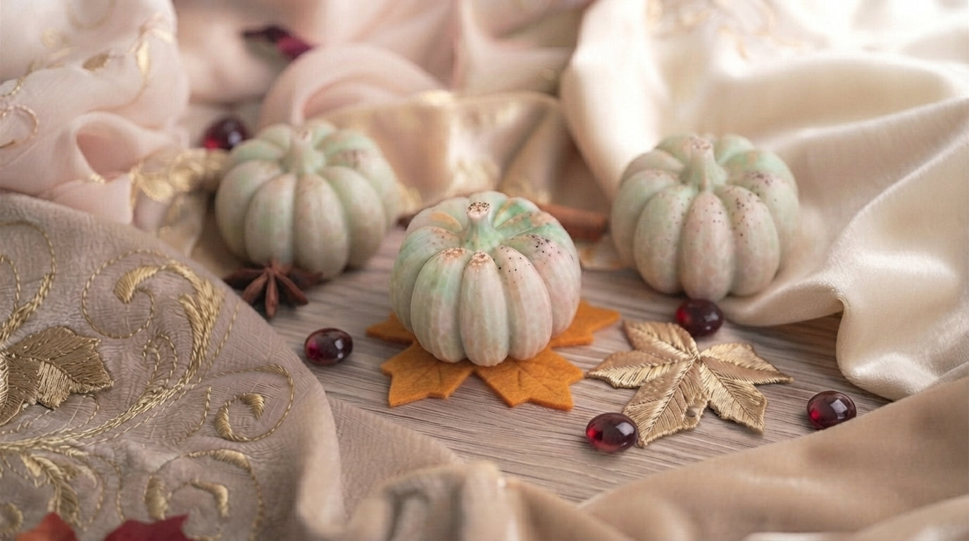 Fondant parfumé, Trio de Citrouilles – Warm Pumkin Amber, (Escale d'automnale ),(75g), cire végétale
